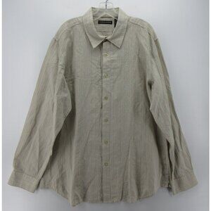 VINTAGE Structure Shirt XL Linen Blend Button Up Embroidered Y2K NEW